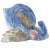 Vintage Seguso Murano 1950s Gold Flecks Opalescent Blue Italian Art Glass Cornucopia Sculptural Vase For Sale - Image 9 of 10
