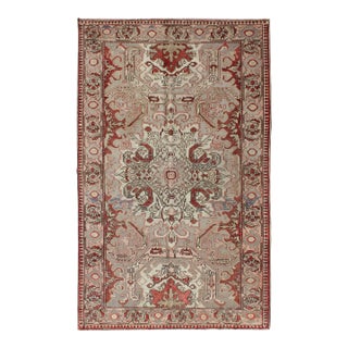 Antique Sevas Turkish Rug in Gray, Taupe, Blush, Rosewood Red and Charcoal For Sale