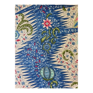 Quadrille Les Indiennes Multicolor Multi Blue Rouge Greens Fabric 2 Yards For Sale