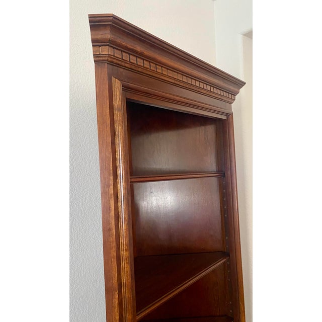 Brown Vintage Pennsylvania House Cherry Neoclassical Style Open Shelving Corner Display Etagere Adjustable Bookshelf. For Sale - Image 8 of 18