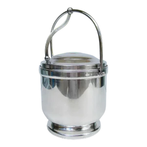 C.1940's Art Deco Era Sheffield Silversmith Co., Silver Plate Over Copper, Lidded Ice Bucket With Mercury Glass Lined Interior