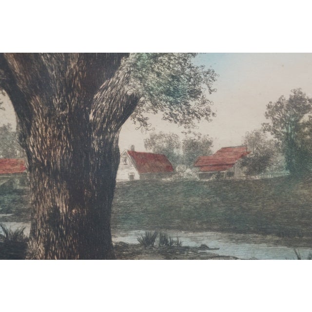 Late 19th Century Antique Ernest C Rost Old Elm Road Country Landscape Etching 36" For Sale - Image 5 of 13