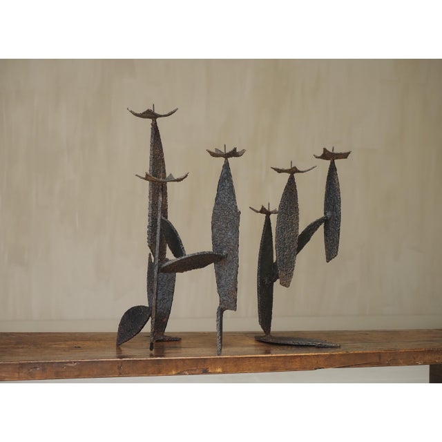Black Vintage Sculptural Brutalist Candleholders, 1960, Set of 2 For Sale - Image 8 of 11