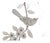 Silver Foil Hand Painted Bird Mural Wallpaper, Luxury Botanical Wallpaper Panel, Elegant Floral Nature Wall Covering, Designer Interior Decor For Sale