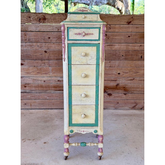 Vintage French Country Distressed Jewelry & Lingerie Chest on Casters For Sale - Image 12 of 12