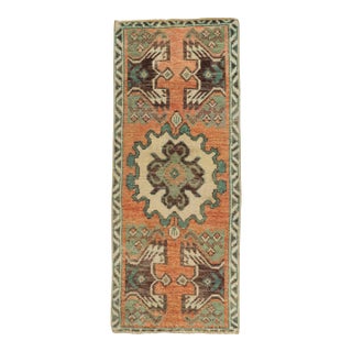 Turkish Mini Rug Oriental Hand Knotted Vintage Rug 1'8" x 4' #21185 For Sale