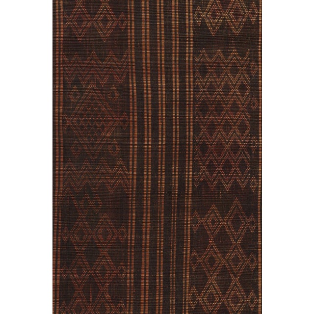 Rug & Kilim Vintage Tuareg Mat, Rich Brown With Bold Tribal Geometric Patterns - Rug & Kilim For Sale - Image 4 of 10