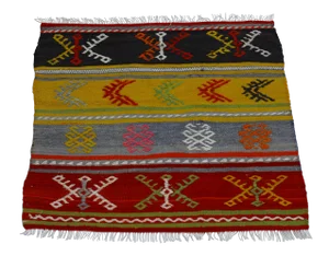 1960s Tribal Turkish Embroidered Flatweave Colorful Kilim Rug