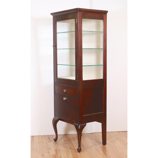 Vintage Mahogany Dark Stained Medical Display Cabinet-Unmarked For Sale - Image 11 of 12