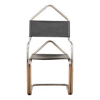 Type 22 the Clamp Cantilever Chair with Chrome-Plated Tubular Steel and Black Leather from Ulysses Müller, 1989 For Sale