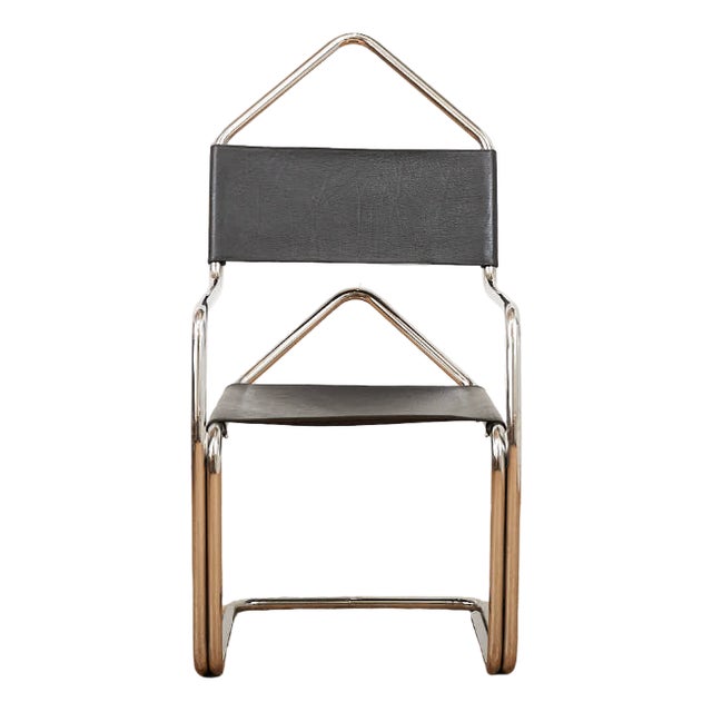 Type 22 the Clamp Cantilever Chair with Chrome-Plated Tubular Steel and Black Leather from Ulysses Müller, 1989 For Sale