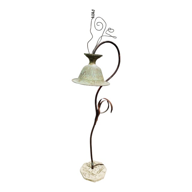 1980s Garden Path Lamp, 1 of a Kind Copper and Found Art For Sale