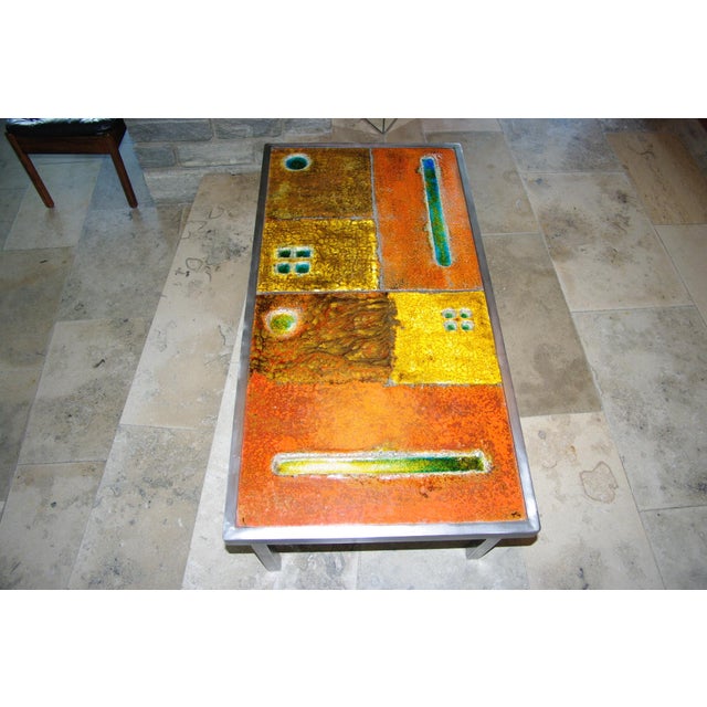 Coffee Table in Enameled Lava Stone attributed to the Cloutier Brothers, 1950 For Sale - Image 14 of 14