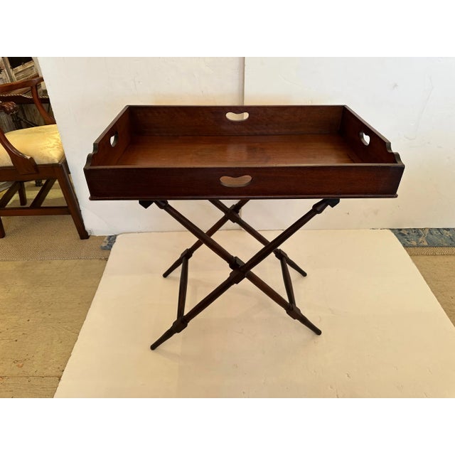 Mahogany Butlers Tray Table on Folding Stand For Sale - Image 11 of 11