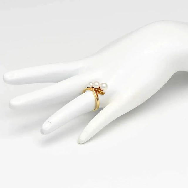 1980s 14KY Mikimoto Vintage Akoya Pearl Ring, size 5 For Sale - Image 5 of 5