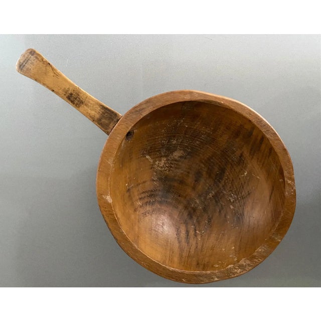 Wood Mid 20th Century Hand Carved Wood Bowl With Handle For Sale - Image 7 of 9