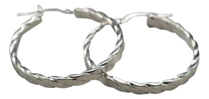 The Hamals: Ladies 14K White Gold Rope Style Hoop Earrings, 2 Pieces