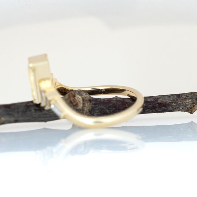 Gold 1.4Ct Canary Sapphire Ring With Lab Created Diamonds Accents: Solid 14k Gold, Size 6.75 For Sale - Image 8 of 8