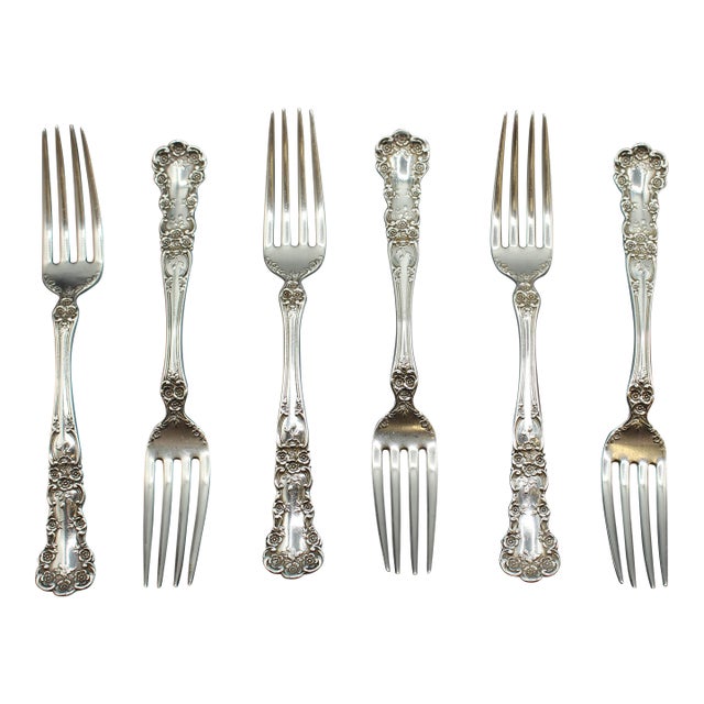 Set of Six Sterling Silver Luncheon Forks by Gorham For Sale