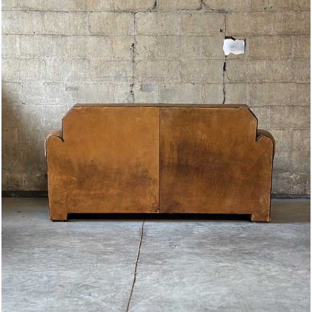 Wood Bart Van Bekhoven Art Deco Leather Sofa For Sale - Image 7 of 10