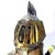 This unique brutalist r pottery torso figure of a "Dark Knight" features an intricate design that has been glazed through...