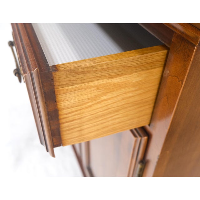 American Flip Top Banded One Drawer Raised Panel Cherry 3 Door Liquor Cabinet Server MINT For Sale - Image 3 of 18