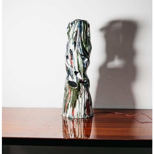 Brutalist Vintage Table Lamp in Ceramic by Ernesto Treccani, 1970 For Sale - Image 3 of 18