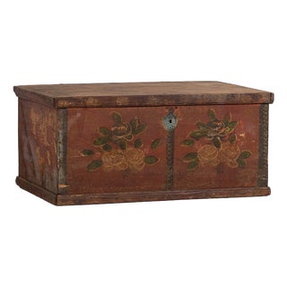 Small Vintage Chest with Floral Motifs, 1920s For Sale