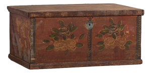 Small Vintage Chest with Floral Motifs, 1920s