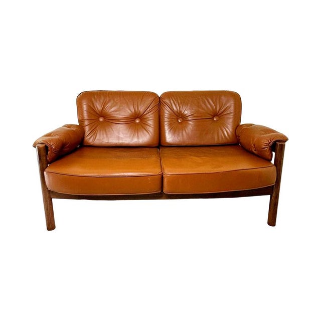 Scandinavian Leather Sofa, Armchairs, and Coffee Table Set, 8 Pieces, 1960s For Sale - Image 11 of 16