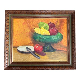 1970’s Original Impressionist Bowl of Fruit Still Life Painting For Sale