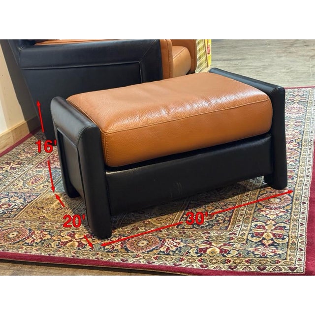 Mid-Century Modern Vintage Roche Bobois Leather Chair & Ottoman For Sale - Image 3 of 11
