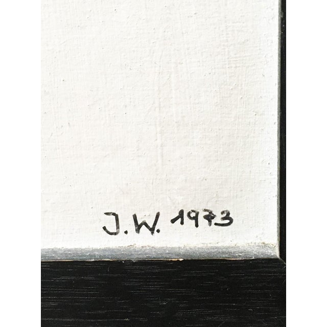 Modern J. Weiss, Abstract Composition in Black and White, 1972, Oil on Canvas For Sale - Image 3 of 4