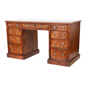 Antique English Leather Top Desk