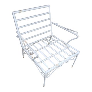 Vintage Wrought Iron Side Lounge Patio Chair For Sale
