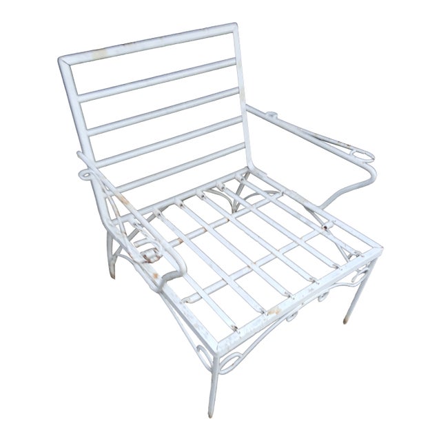 Vintage Wrought Iron Side Lounge Patio Chair For Sale