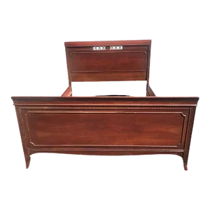 1940s Kindel Furniture Mahogany Full Size Sleigh Bed