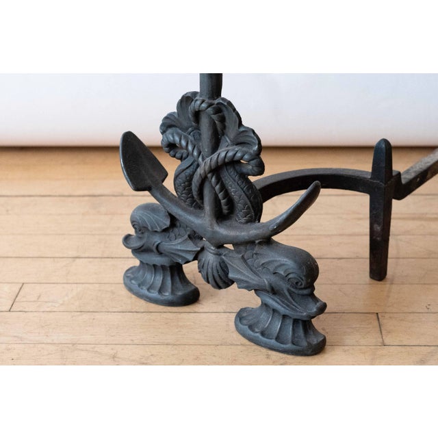 USA, ca. 1920s. A handsome pair of andirons by the S. M. Howes Company of Boston, which manufactured stoves and fireplace...