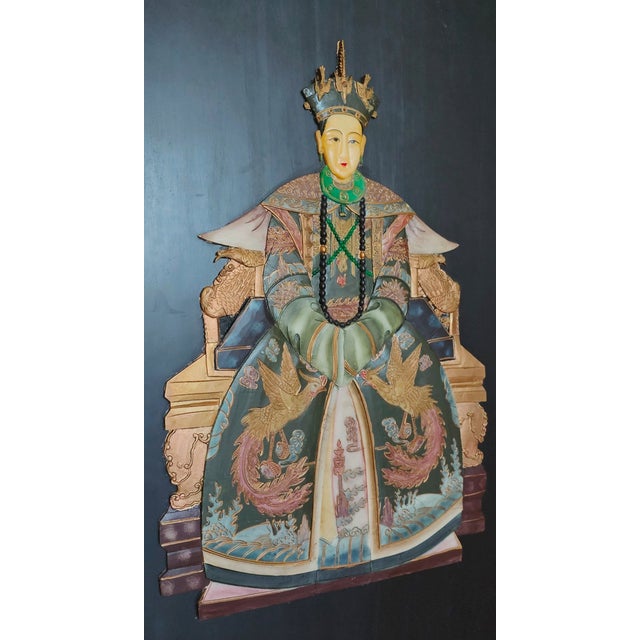Large Vintage Chinese Stone or Ceramic Relief Portrait Empress Royal Panel For Sale In Atlanta - Image 6 of 10