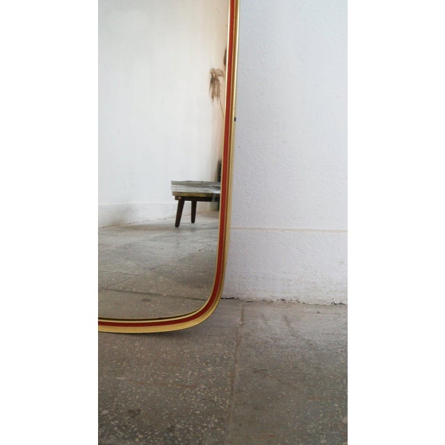 Mid-Century Gold and Red Mirror, 1960s For Sale - Image 6 of 7