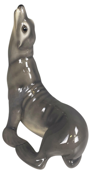 Mid-Century Italian Ceramic Sculpture of a Sea Lion by Urbano Zaccagnini, 1920s