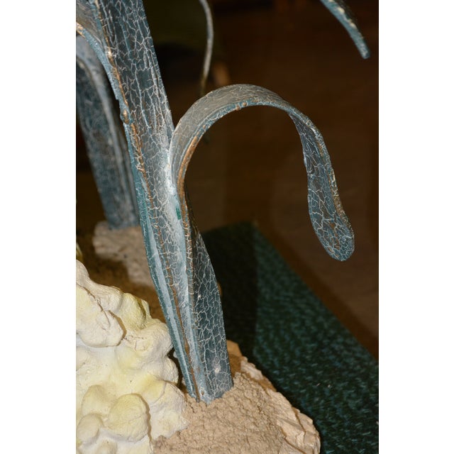 1980s 1980s Metal Sea Turtle Ocean Scene Glass Coffee Table For Sale - Image 5 of 18