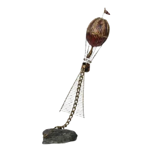 Brian Bijan Hot Air Balloon Table Top Sculpture in Copper, Brass & Stone