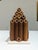 Danish modern modular bud vase composed of diamond-profile hardwood columns mounted on a marble base. Architectural desk-...