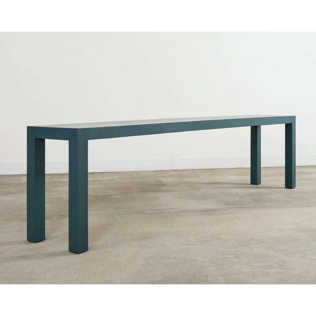Late 20th Century Monumental Lacquered Grasscloth Parsons Console Table 9 Ft. For Sale - Image 5 of 12
