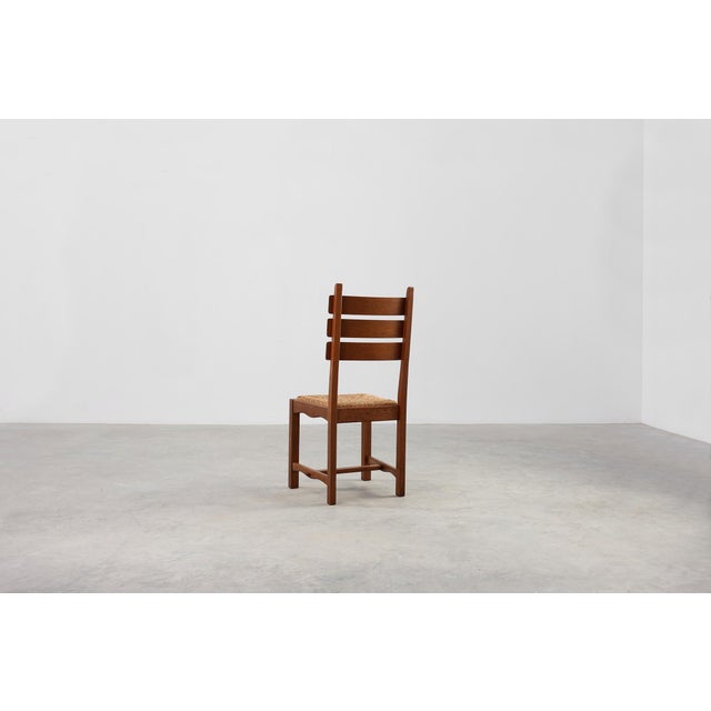 Mid-Century Modern Belgian Chair in Oak and Wicker, 1960s For Sale - Image 6 of 18