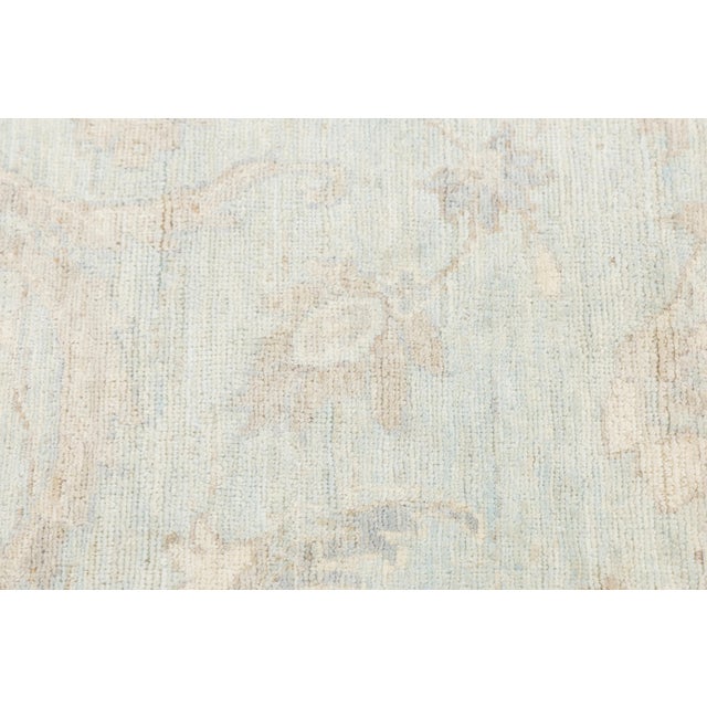 Serene Sky: Modern Peshawar Hand-Knotted Wool Rug 9x12 For Sale - Image 4 of 11