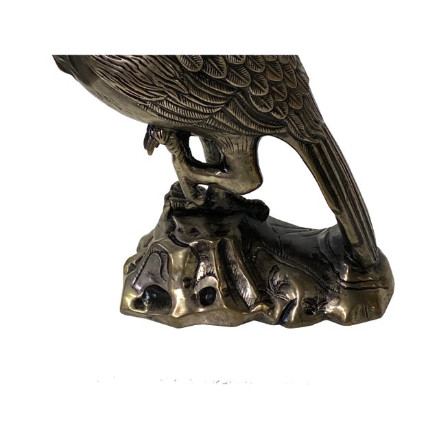 2000 - 2009 Handmade Detail Chinese Silver Coating Metal Eagle on Rock Figure For Sale - Image 5 of 6