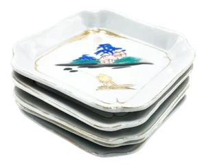 Vintage Japanese Hand Painted Porcelain Dishes - Set of 5