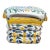 1970s Italian Majolica Stacked Pillows Garden Stool or Ottoman - Trompe l'Oeil Style For Sale